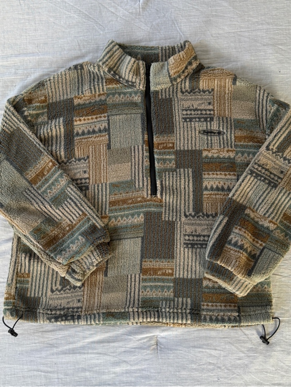 Retro Style Print Half Zip